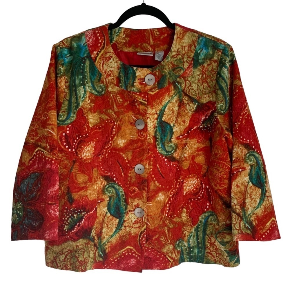 🎒BTS SALE📚 Chico’s Utopian Flower Amalia Button Front Jacket